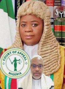 Nnamdi Kanu in court during terrorism trial in Nigeria