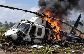 Nigerian Air Force aircraft crash wreckage near Igbokoda in Ondo State