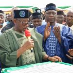 Governor Bala Mohammed performing groundbreaking for Bauchi flood control project