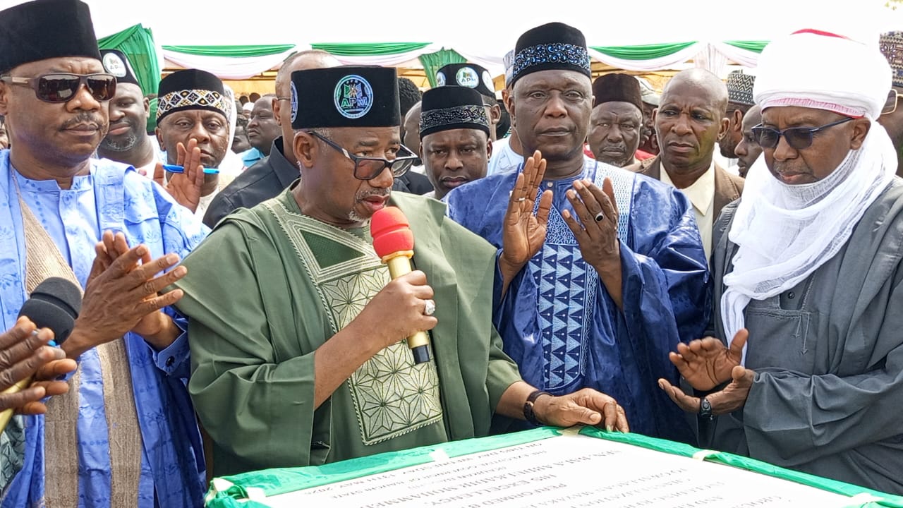 Governor Bala Mohammed performing groundbreaking for Bauchi flood control project